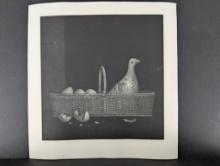 Nobuo Satoh Mexican Pigeon Japanese Etching Signed and Numbered 1972
