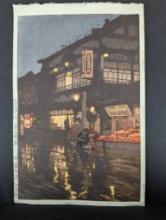 1929 Hiroshi Yoshida Kagurazaka Street Japanese Woodblock Print