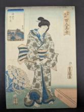 Ukiyo-e Japanese Woodblock Print by Utagawa Toyokuni III from One Hundred Beauties