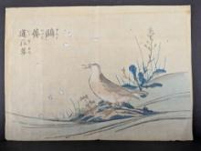c1900 Japanese Woodblock Print Depicting Bird and Floral Scene