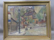 1951 Signed Impressionist View Lapin Agile Paris Watercolor Painting