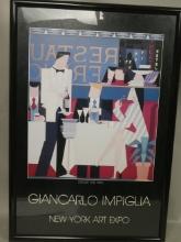 Vintage Giancarlo Impiglia Dinner for Two New York Art Expo Poster
