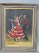 1966 Louise Seward Flamenco Dancers Oil Painting