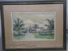 1938 Chas Perrochet Tropical House Print