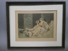 Louis Icart Art Deco Women w/ Dogs Print