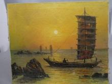 Vintage Chinese Junque Signed Oil Painting