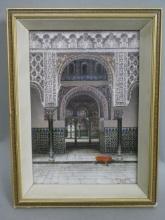 Tomas Aceves Seville View of Alcazar Watercolor Painting LISTED ARTIT