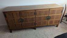 Baker Banded Walnut Chinese Chippendale Dining Server by Grand Rapids