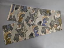 Japanese Maru Obi Vintage Silk with Crane and Foliage Design