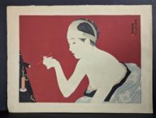 Japanese Woodblock Print Reproduction The Eyebrow Pencil by Ito Shinsui