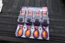 NEW - 1in by 15ft 4 pack ratchet straps