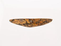 A Colorful 4-3/8" Boatstone Made of a Orange and Black Hardstone found in Allegan Co. Michigan.