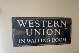 Western Union 'In Waiting Room' Porcelain Sign