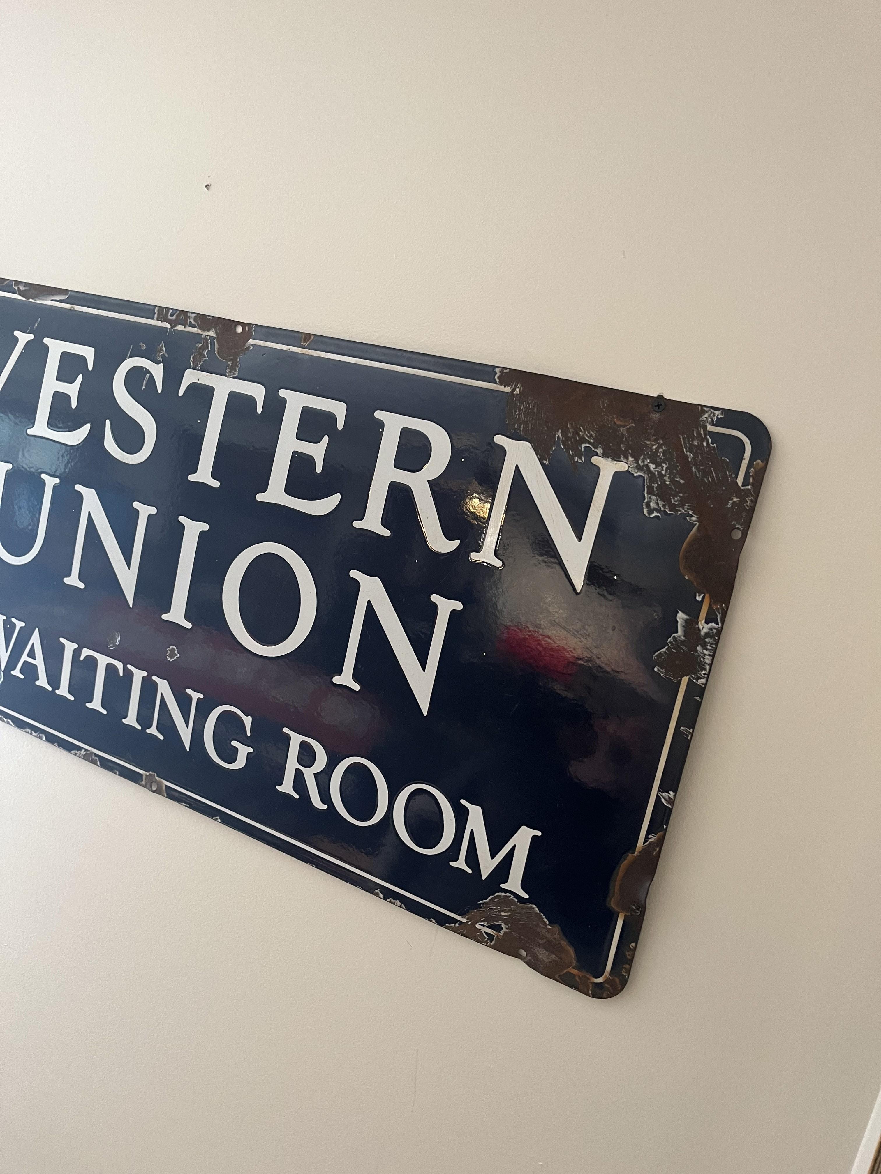 Western Union 'In Waiting Room' Porcelain Sign