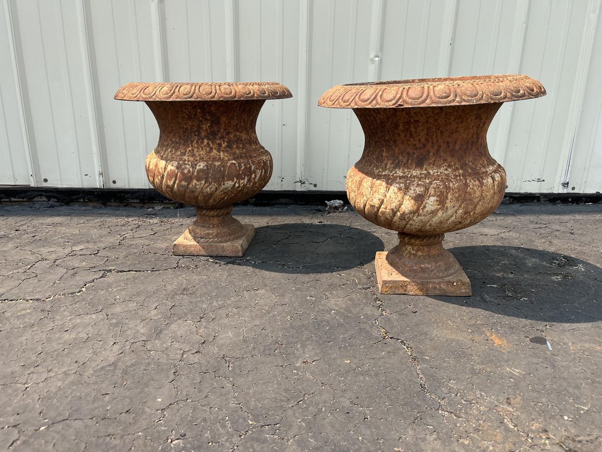 Cast Iron Urns-Set Of 2