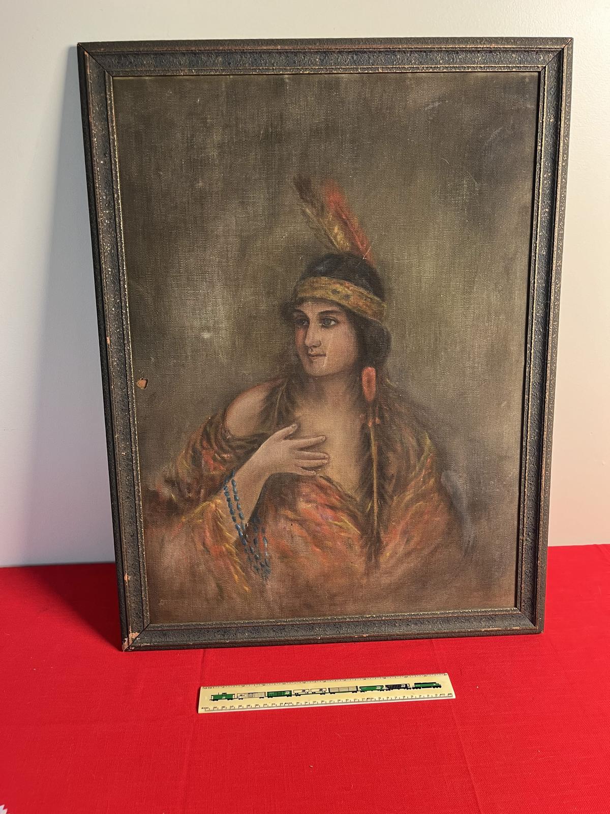 Native American Maiden Painting On Canvas