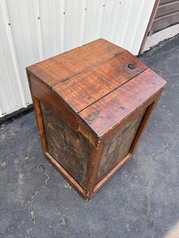 19th Century Punched Tin Vegetable Bin