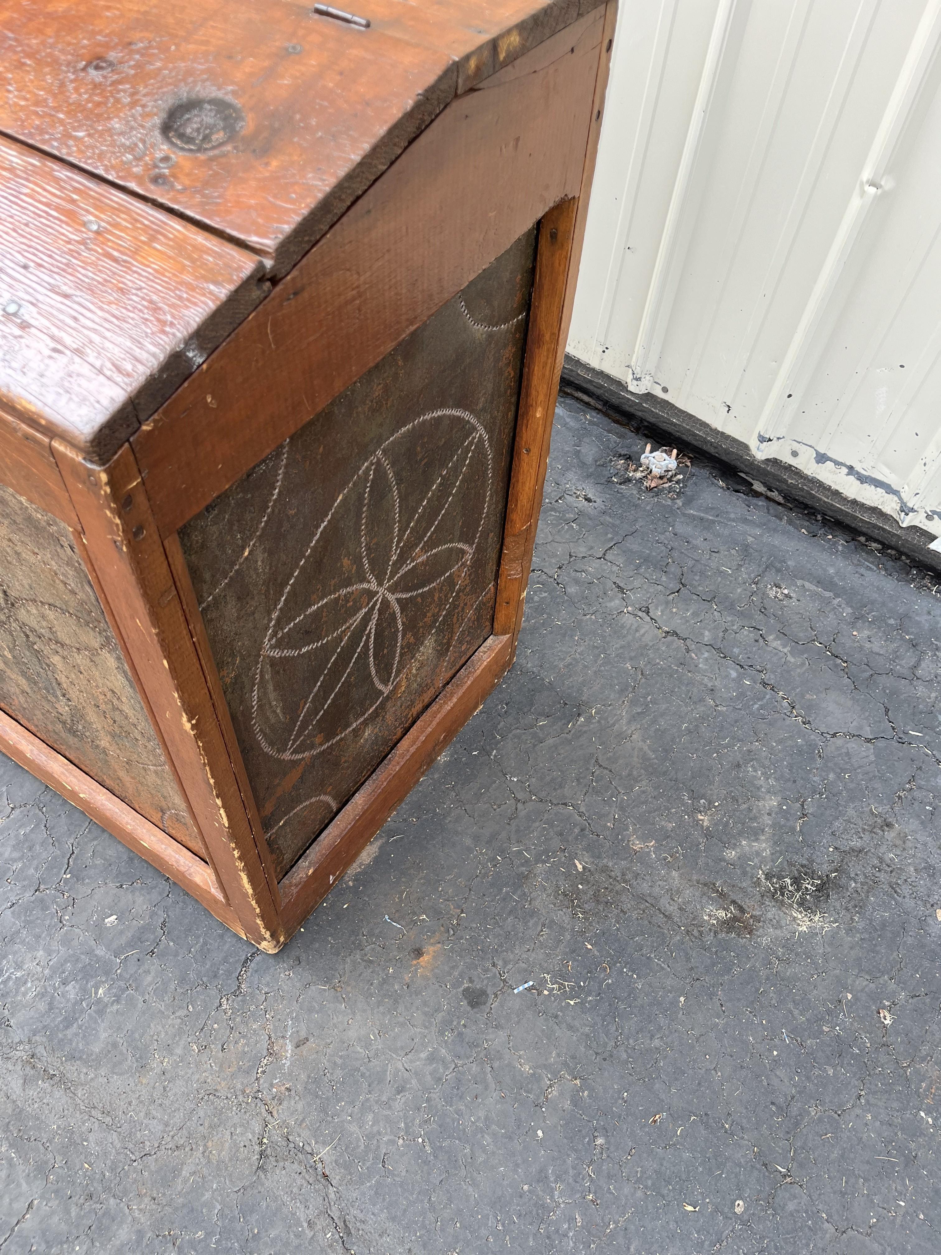 19th Century Punched Tin Vegetable Bin