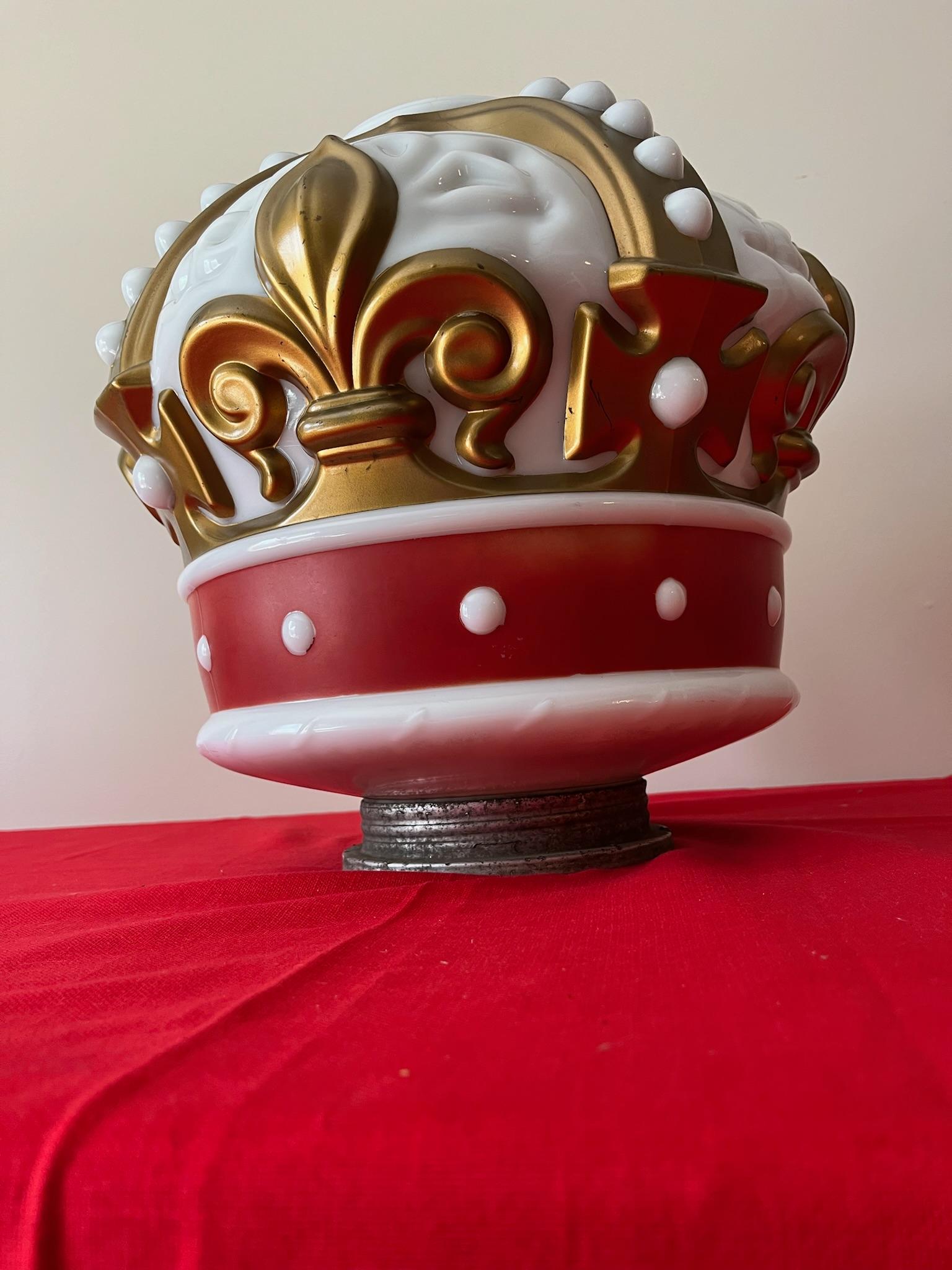 Standard Oil Milk Glass Red/Gold Crown