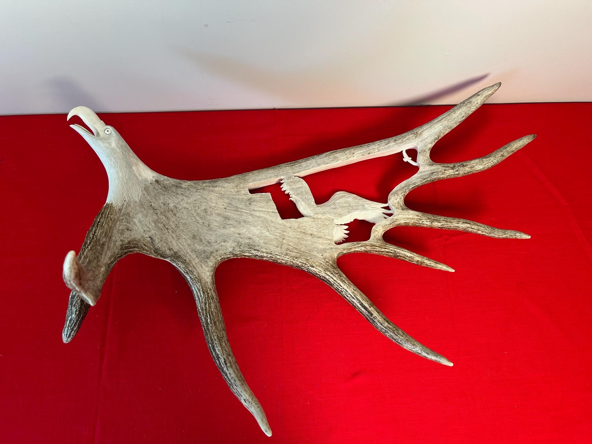 Moose Antler Master Carving By Tom Cooper "Eagles Landing"