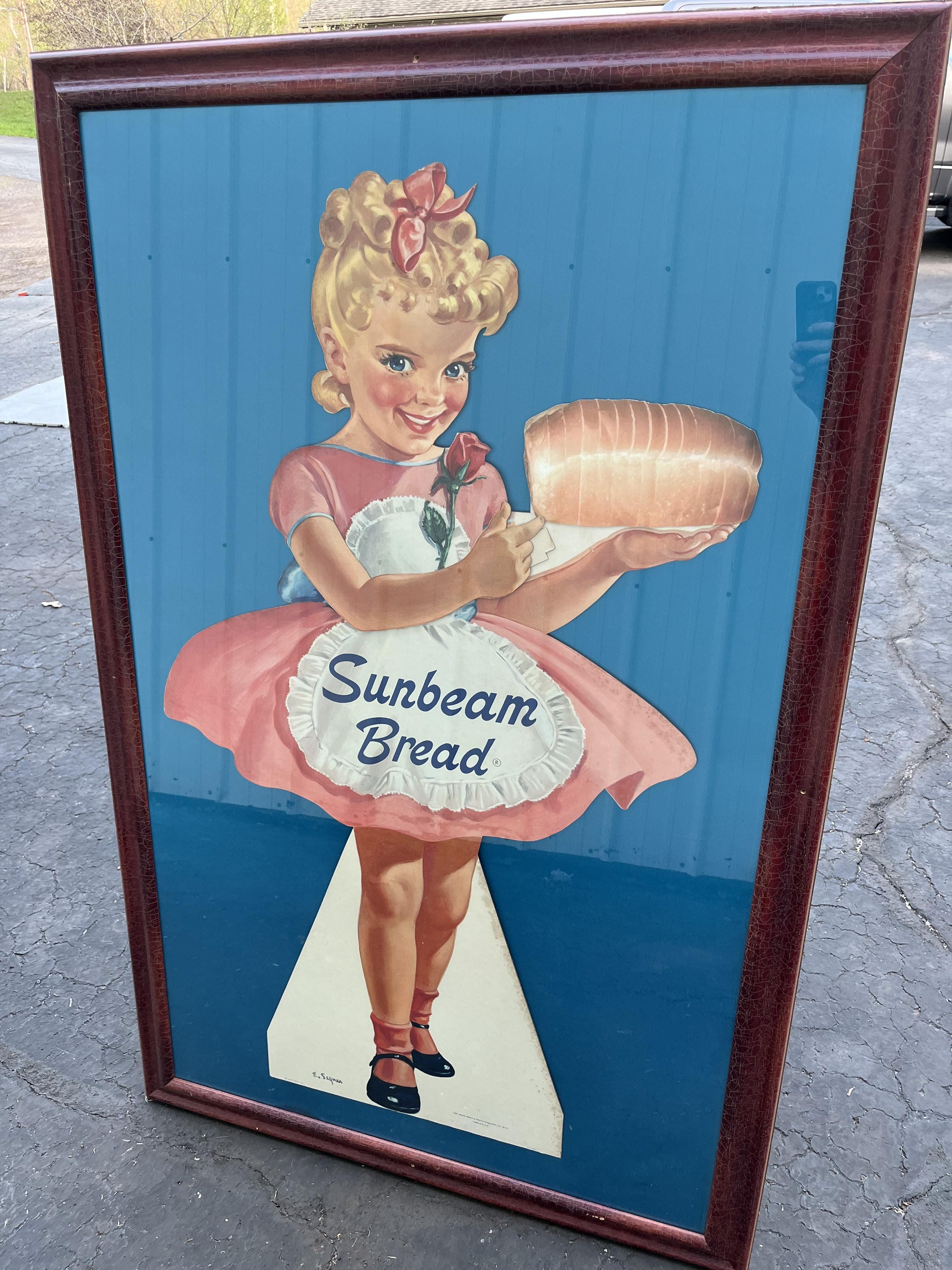 Artist Signed Sunbeam Bread Cardboard Stand-up Little Miss Sunbeam