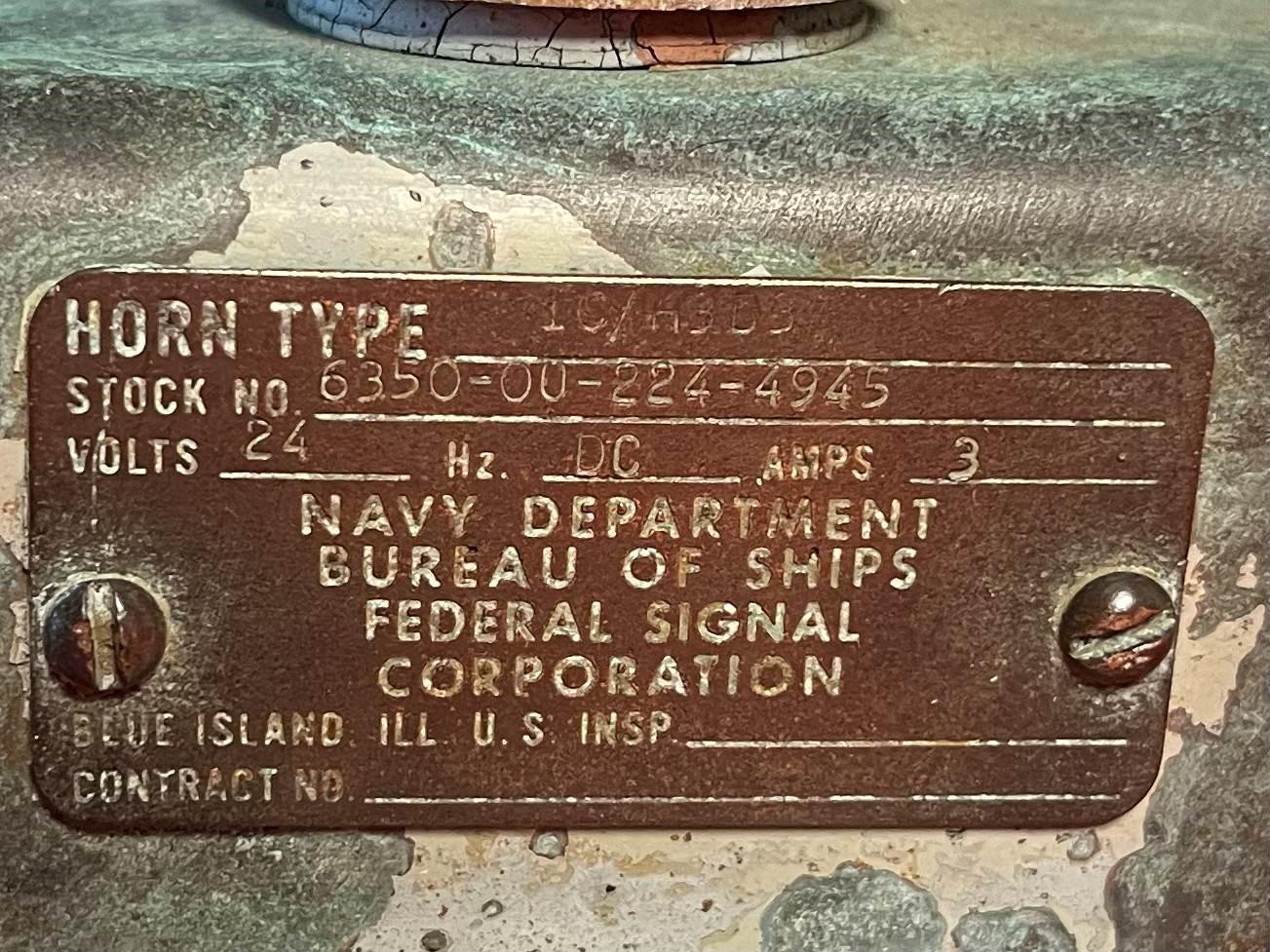 WWII US Navy Brass Ship Alarm/Horn