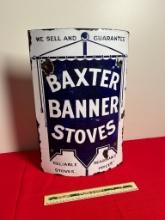 Baxter Banner Stoves-Rare Curved Porcelain Sign