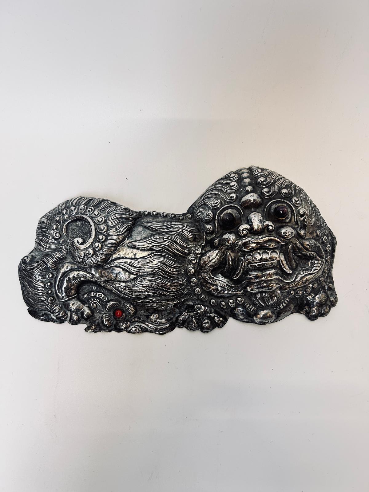 Antique Sterling overlay Foo Dog