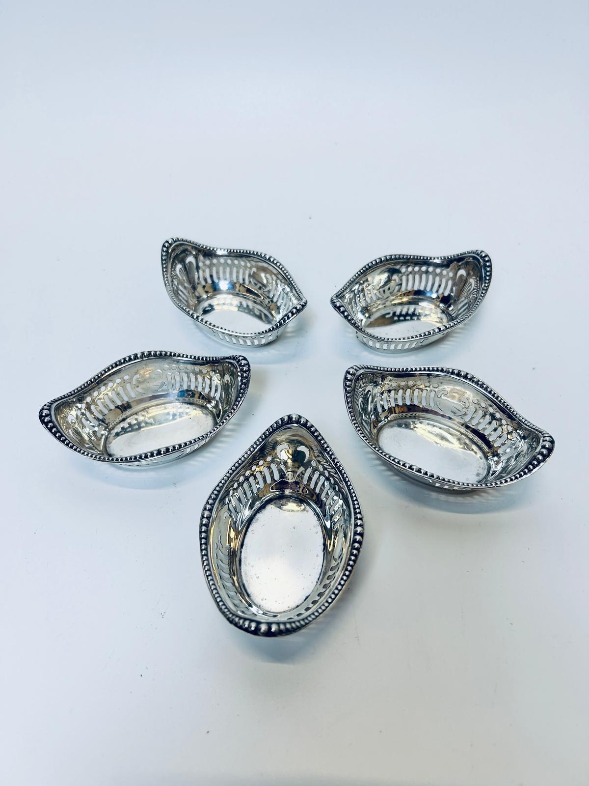 5 Gorham STERLING RETICULATED NUT BASKETS