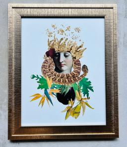 Celey Lewis Original Collage Victorian lady w/Snake