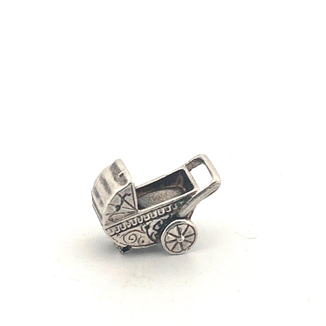 Vintage Sterling Charm Baby Carriage