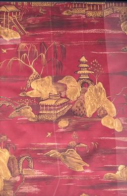 Pair Vintage hand painted Chinoiserie Wallpaper