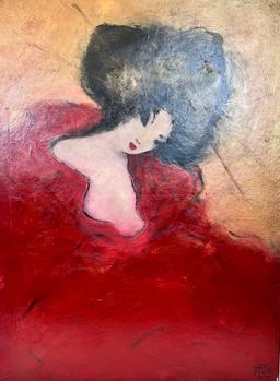 Contemporary Lady in Red Original Painting
