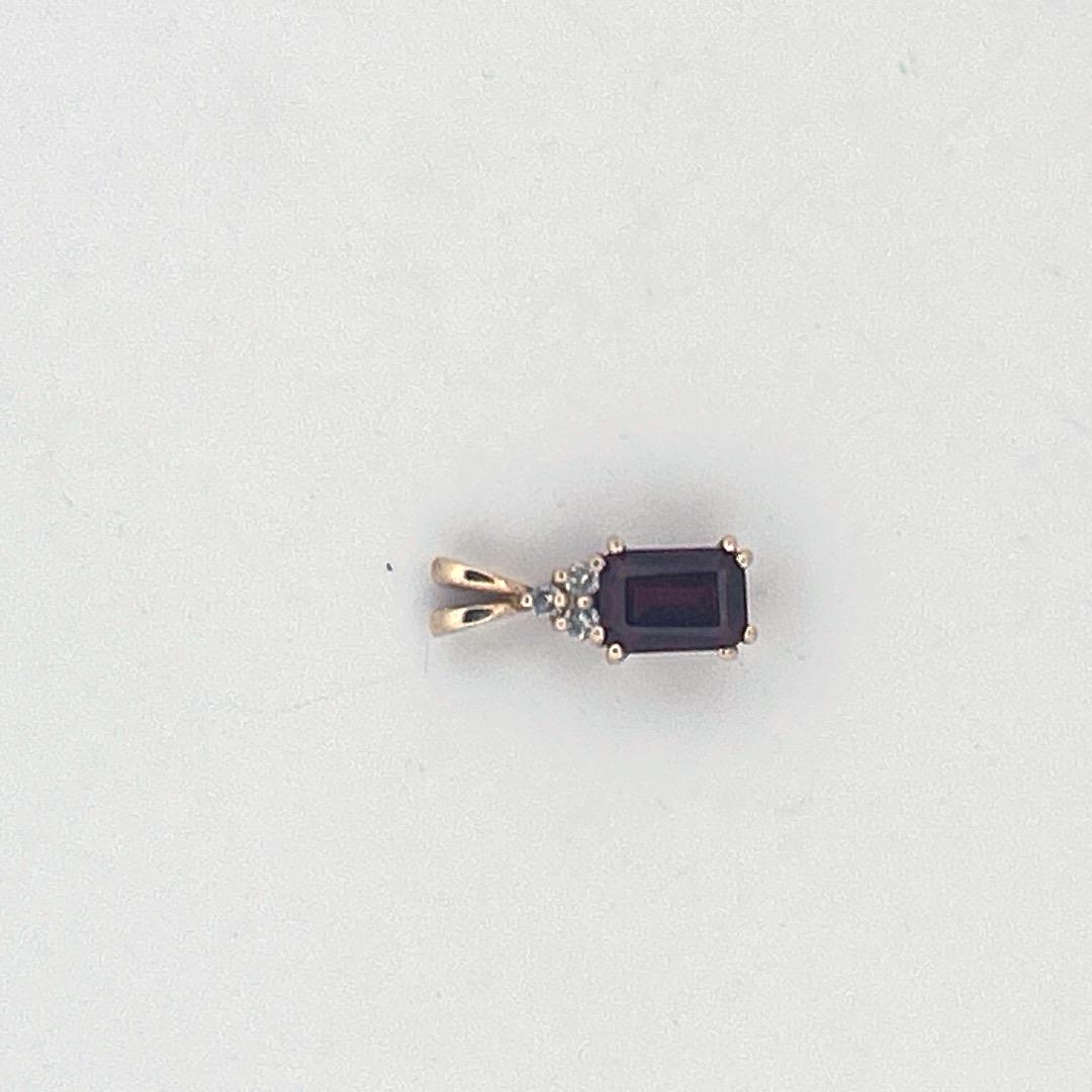 Gold Garnet & 3 Diamond Pendant