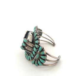 Vintage Navajo Turquoise Cluster Silver Watch cuff