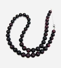 Claret colored stones Necklace w/925 clasp
