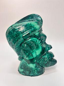 Large Solid African Carved Malachite Head