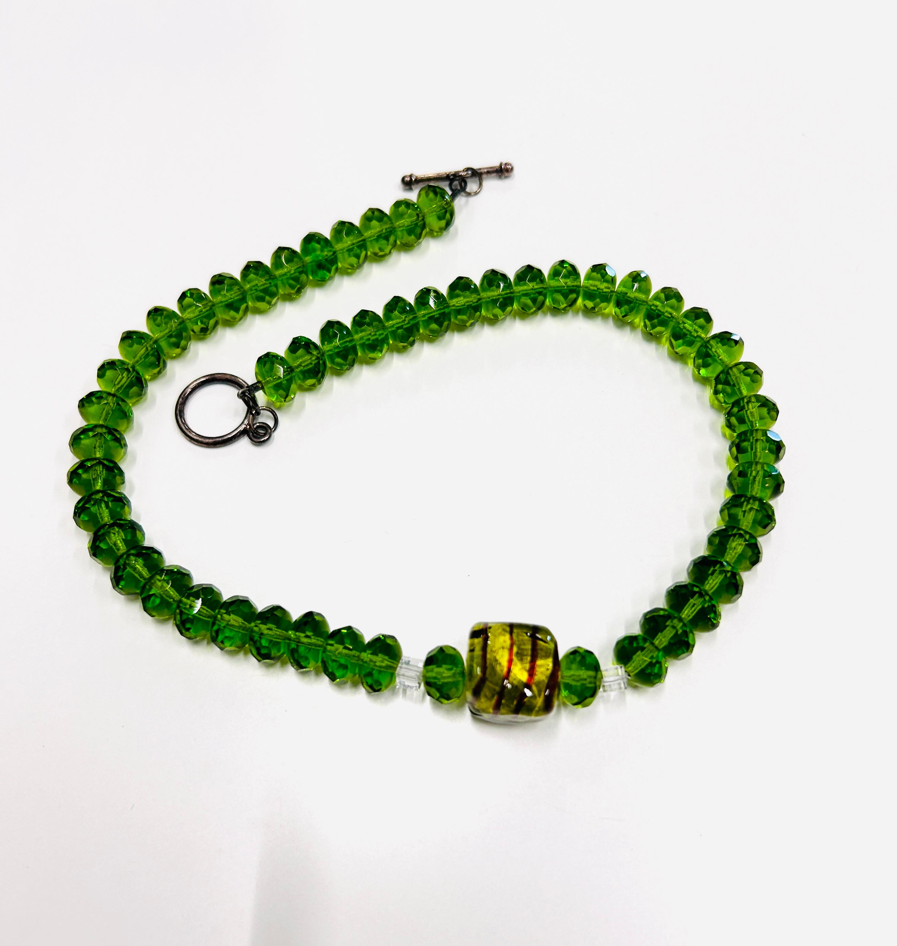 Green Crystal Bead Necklace