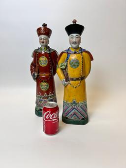 Large Pair Standing Chinese Figures