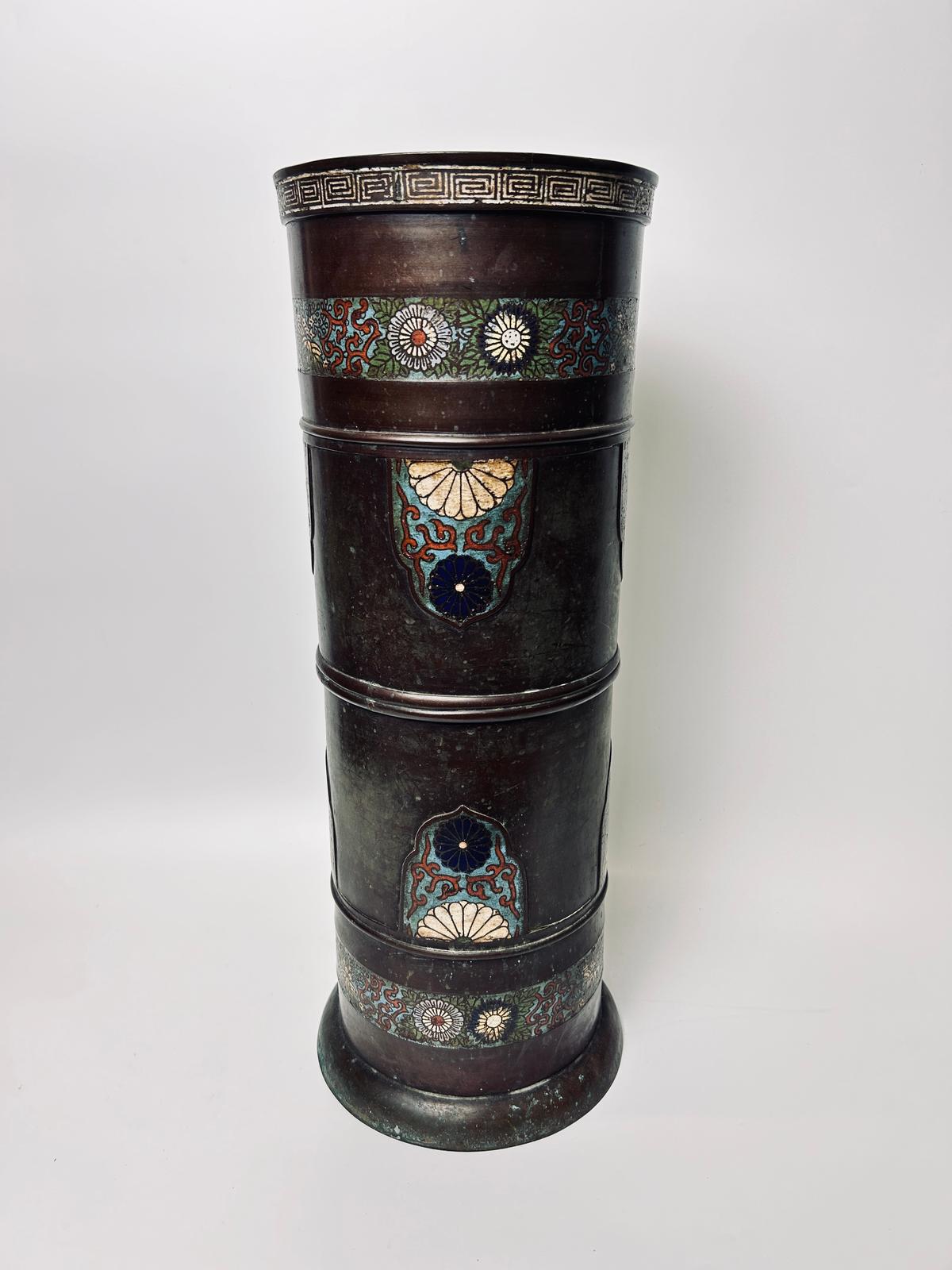 Antique Chinese Cloisonne Umbrella Stand