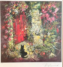 Garden w/Cat Red Door signed Roland