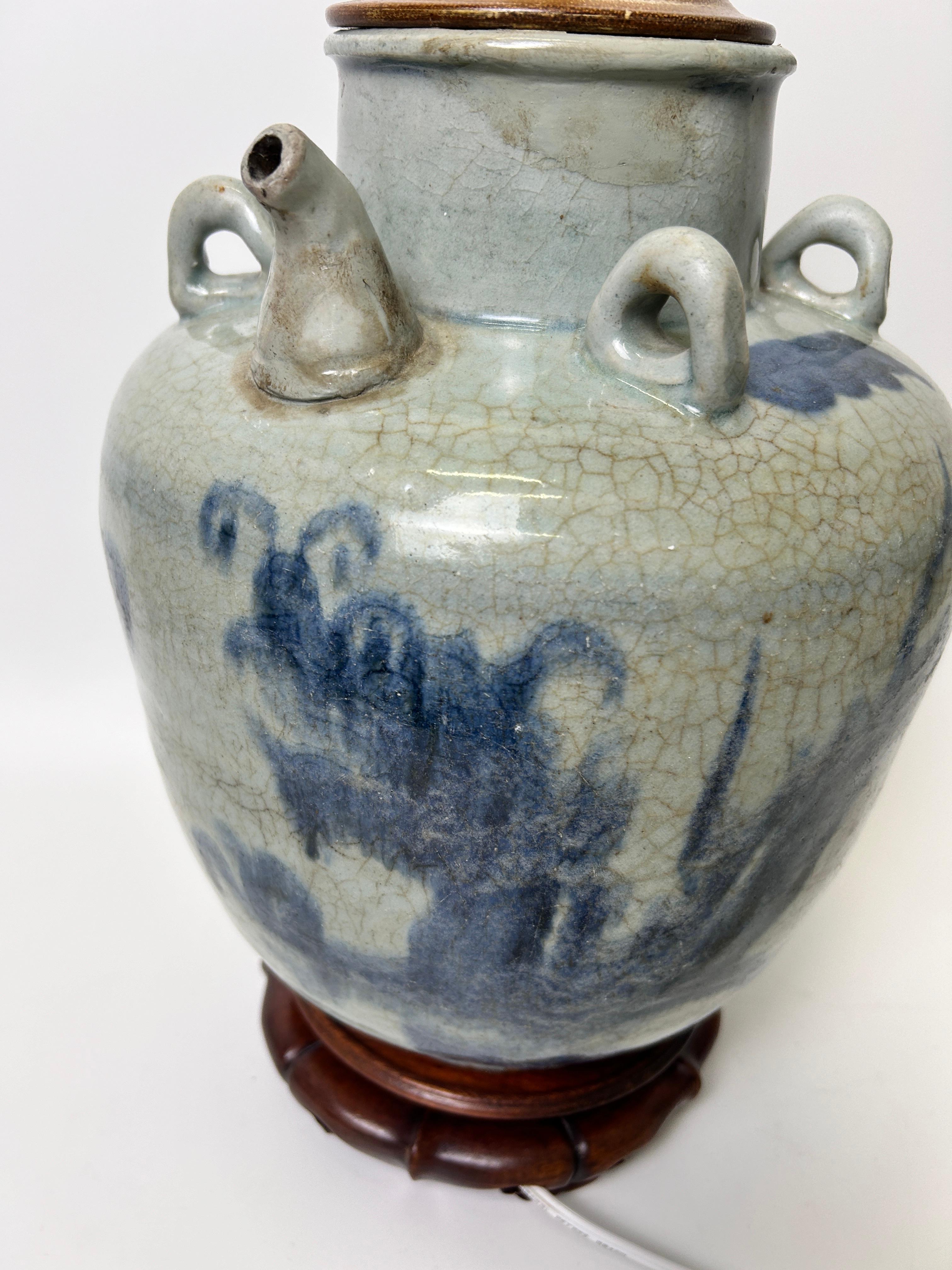 Chinese Export Lamp with stamp Blue and White