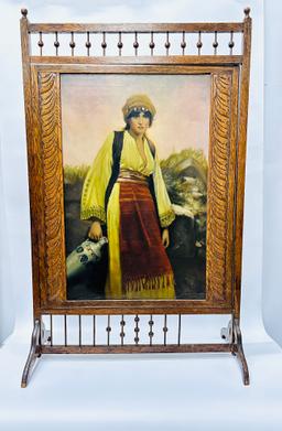 Vintage European Painting of Washer Woman