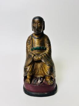 Antique Bronze Buddha Polychrome