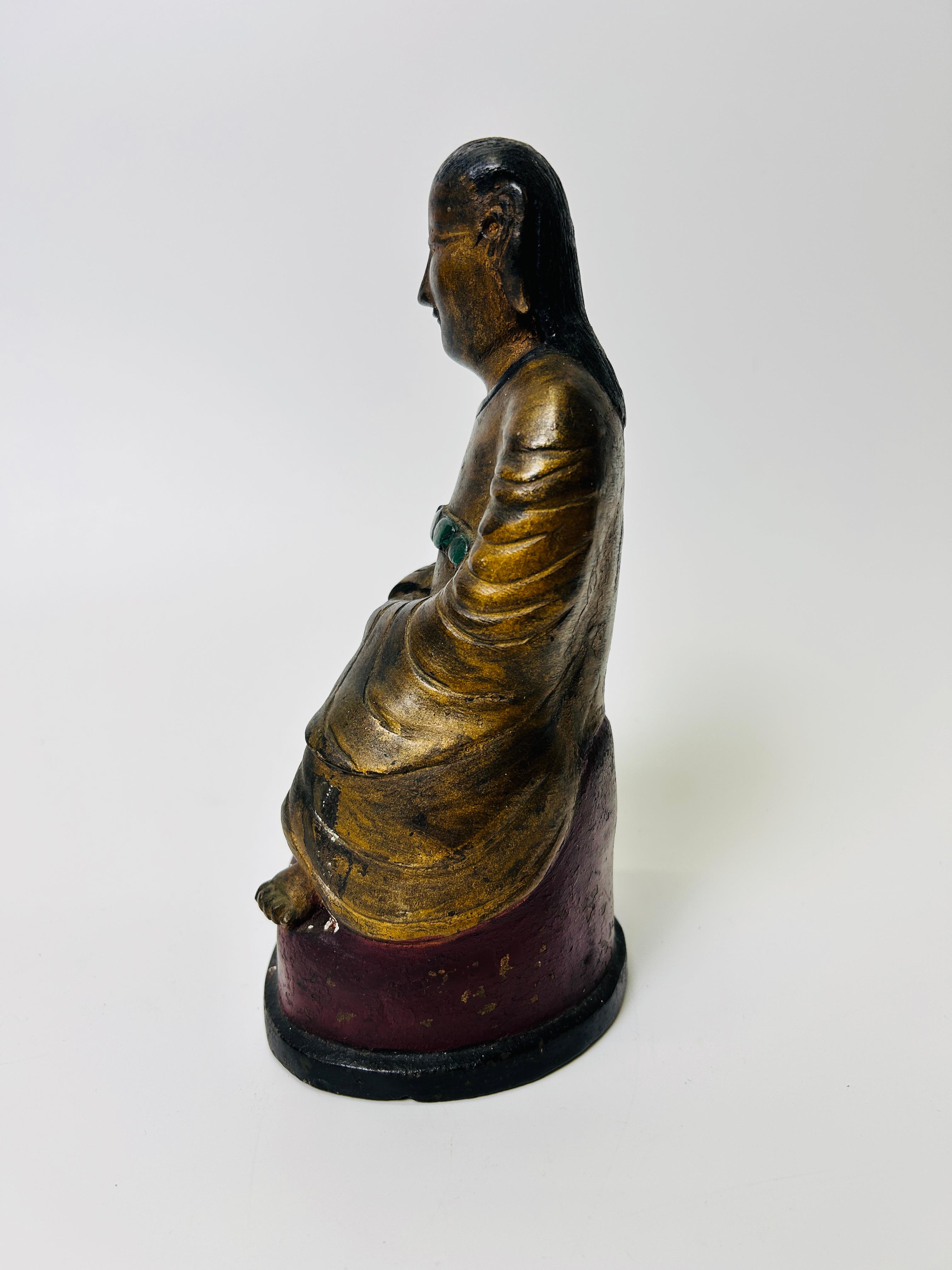 Antique Bronze Buddha Polychrome