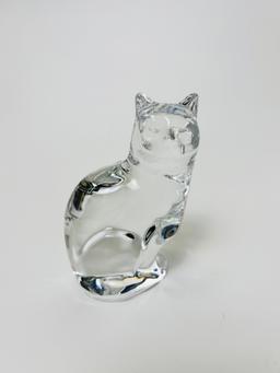 Signed Orrefors Glass Sitting Cat Figurine