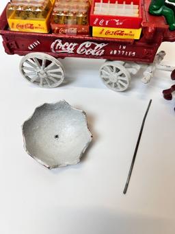 Coca Cola Vintage Cast Iron Horse Wagon Metal Toy
