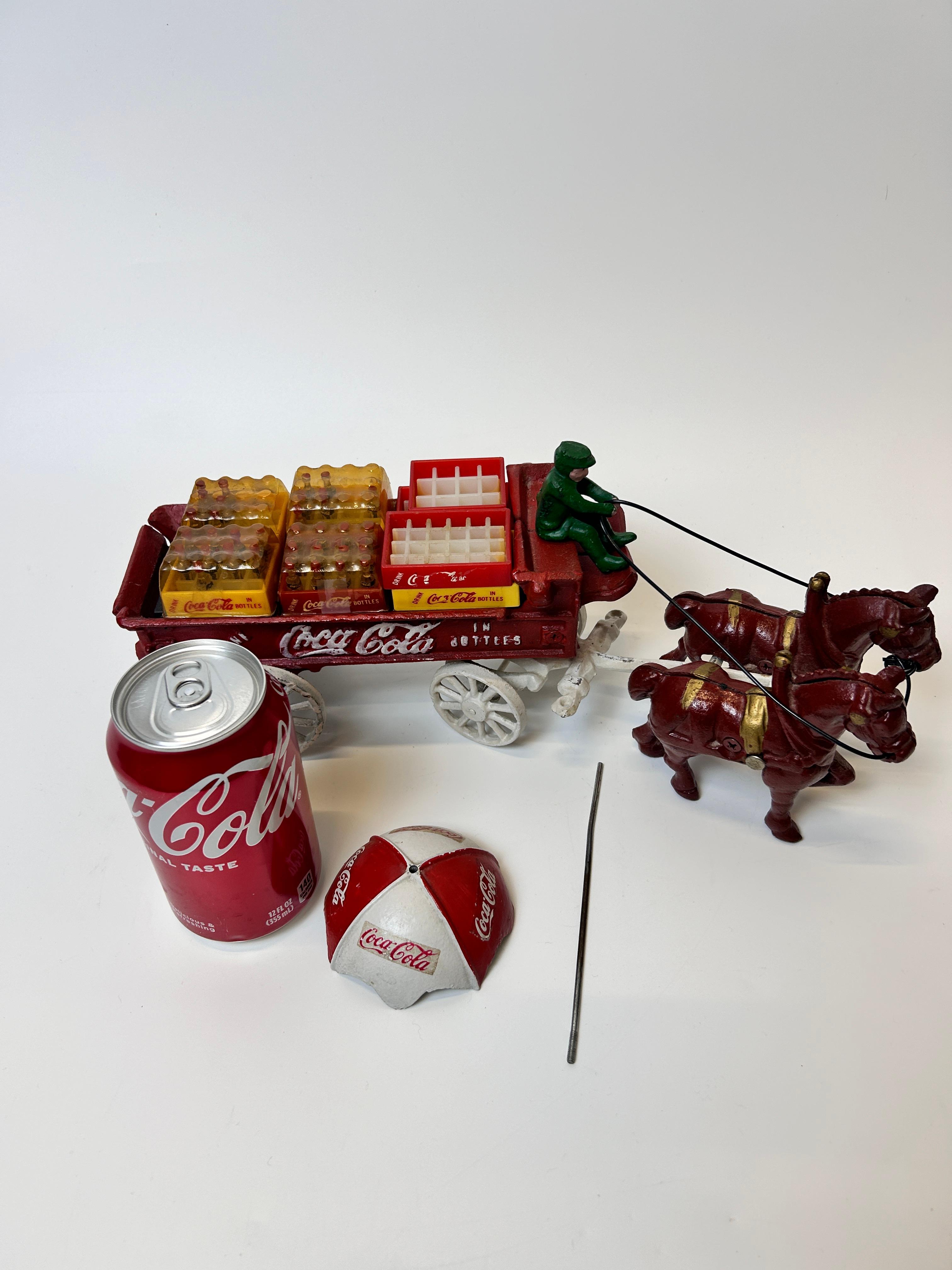 Coca Cola Vintage Cast Iron Horse Wagon Metal Toy