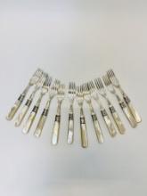 12 Mother of Pearl Forks Sterling