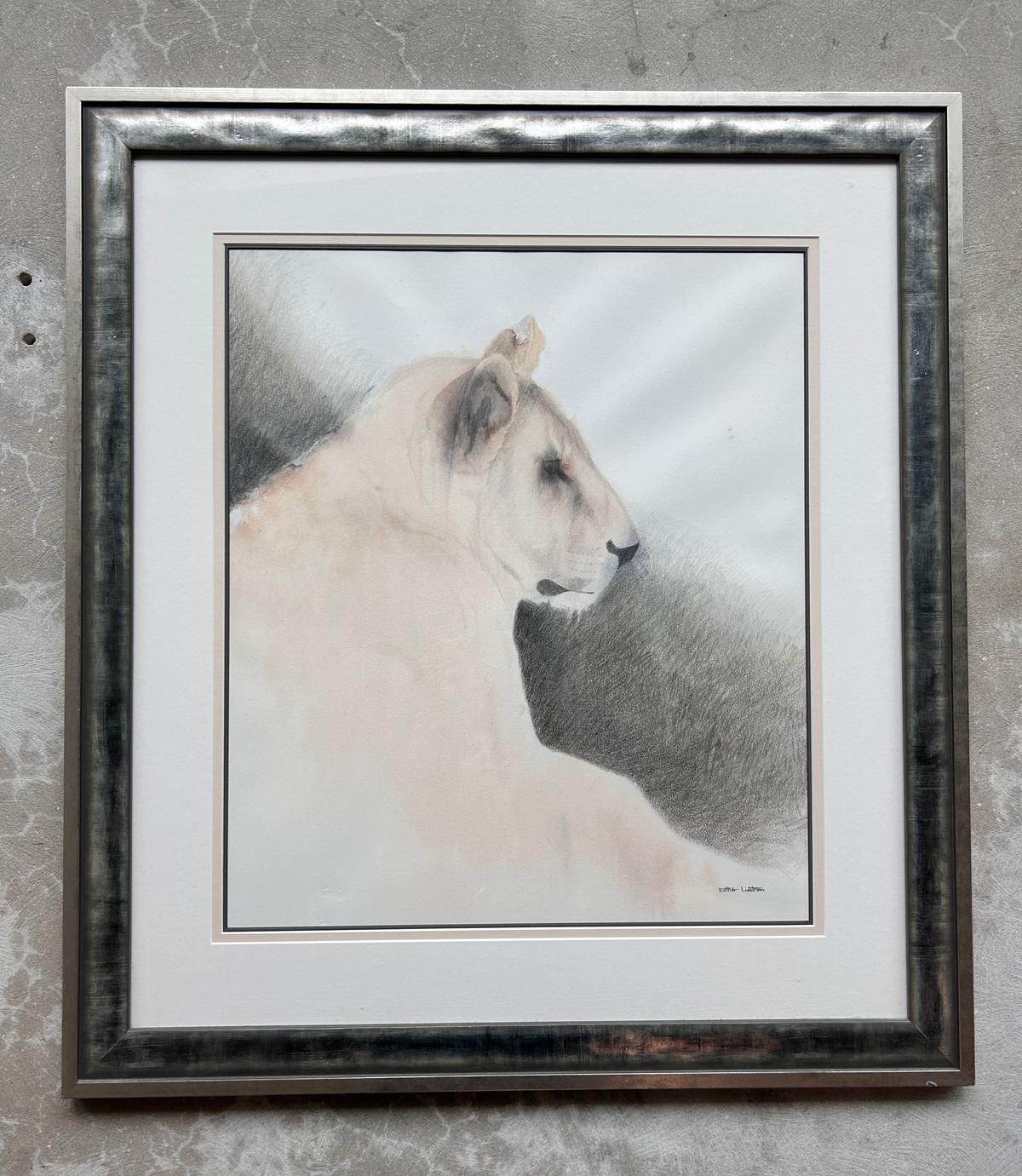 Original Drawing Lioness By Esther Lidstrom